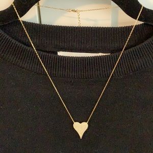 Gold and diamond pave heart necklace
